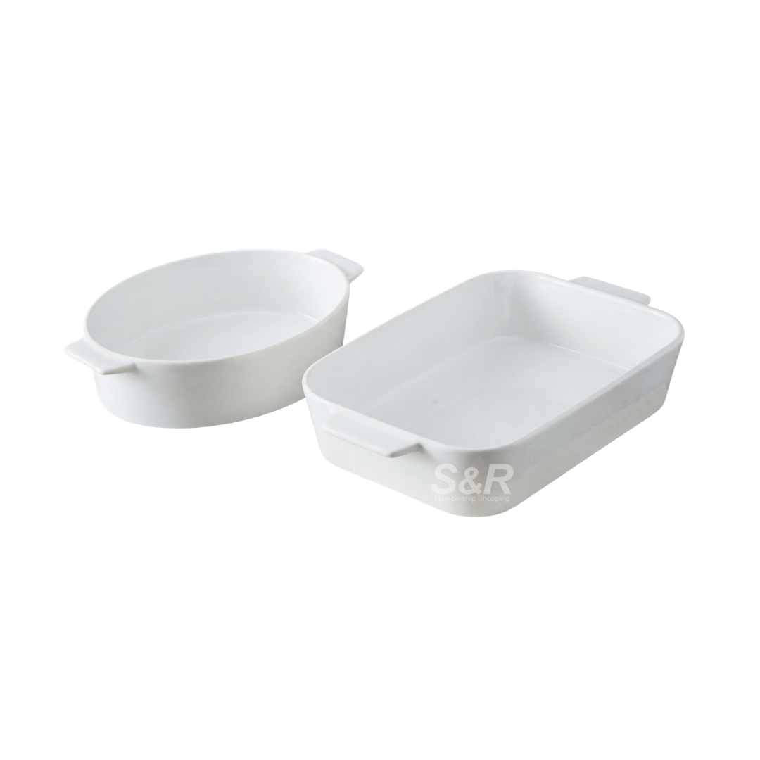 Simply White Stoneware 2-piece Baking Dish Set